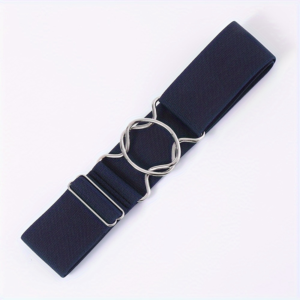 Adjustable Stretch Belt Elastic Waistband Dual Loop Buckle Casual Style
